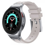 Samsung Galaxy Watch 20mm Armband i Silikon Silver Spänne Beige