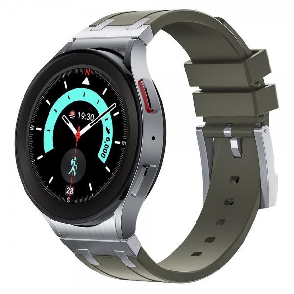 Samsung Galaxy Watch 20mm Armband i Silikon Silver Spänne Grön