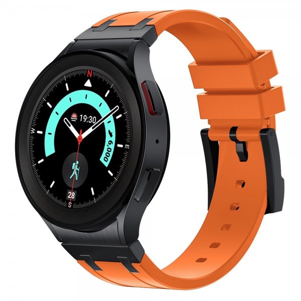 Samsung Galaxy Watch 20mm Armband i Silikon Svart Spänne Orange