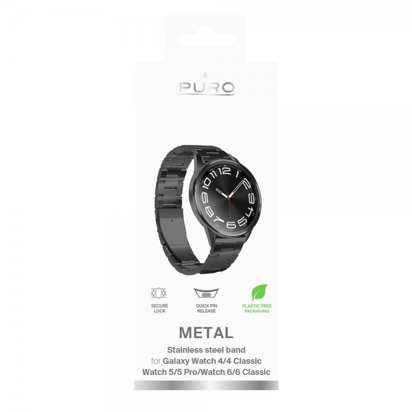 Puro Samsung Galaxy Watch 20mm Armband Stainless Steel Svart