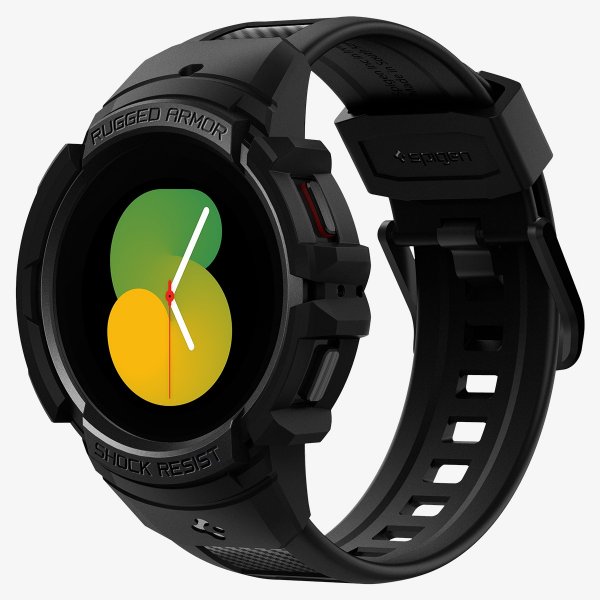 Spigen Samsung Galaxy Watch 4/5 44mm Skal och Armband Rugged Armor Pro Svart