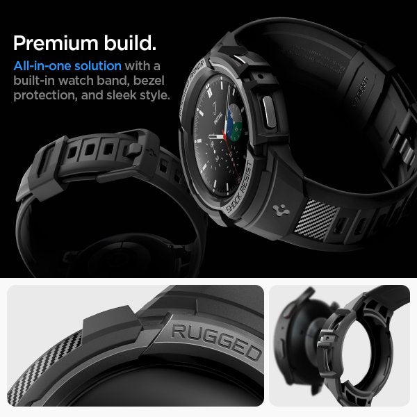 Spigen Samsung Galaxy Watch 5 Pro 45mm Skal och Armband Rugged Armor Pro Svart