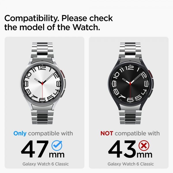 Spigen Samsung Galaxy Watch 6 Classic 47mm Armband Modern Fit 316L Silver