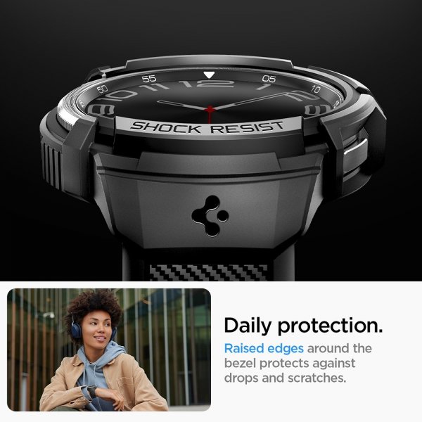 Spigen Samsung Galaxy Watch 6 Classic 47mm Skal och Armband Rugged Armor Pro Svart