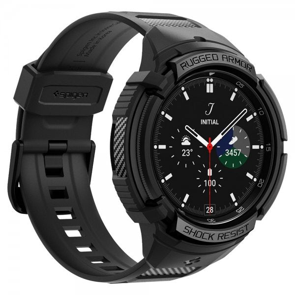 Spigen Samsung Galaxy Watch 6 Classic 47mm Skal och Armband Rugged Armor Pro Svart