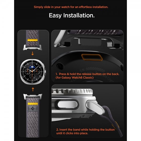 Spigen Samsung Galaxy Watch 8 40/44mm/Classic 46mm Armband Athlex Air Active Gray