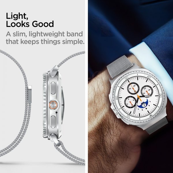 Spigen Samsung Galaxy Watch 8 40/44mm/Classic 46mm Armband Metal Fit Silver