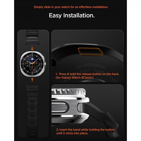 Spigen Samsung Galaxy Watch 8 40/44mm/Classic 46mm Armband WBS2 Svart