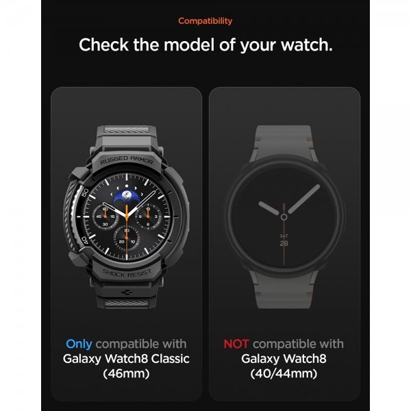 Spigen Samsung Galaxy Watch 8 Classic 46mm Armband och Skal Rugged Armor Pro Matte Black