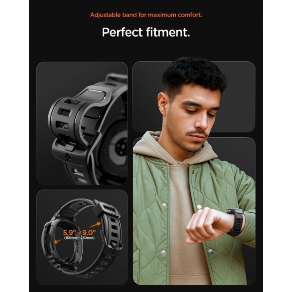Spigen Samsung Galaxy Watch 8 Classic 46mm Armband och Skal Rugged Armor Pro Matte Black