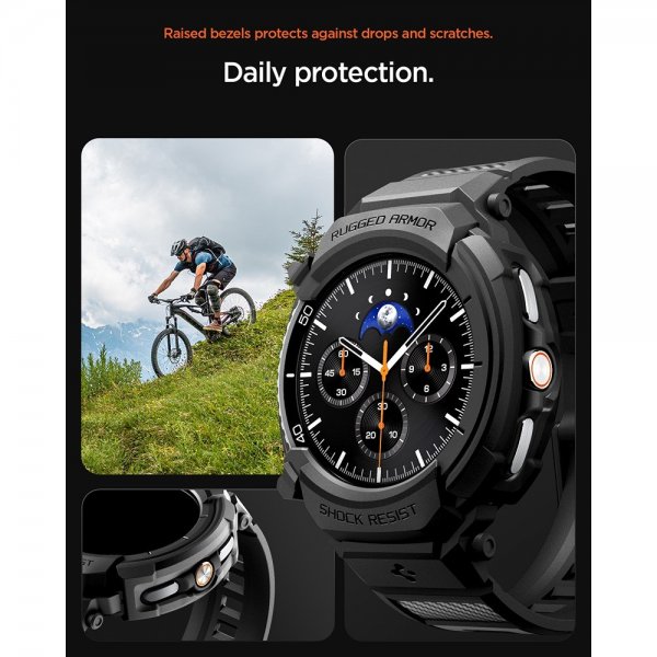 Spigen Samsung Galaxy Watch 8 Classic 46mm Armband och Skal Rugged Armor Pro Matte Black