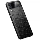 Qialino Samsung Galaxy Z Flip 4 Skal Krokodilmönster Svart
