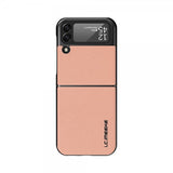 Lc.Imeeke Samsung Galaxy Z Flip 4 Skal Lädertextur Rosa