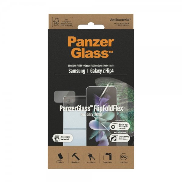 PanzerGlass Samsung Galaxy Z Flip 4 Skärmskydd FlipFoldFlex Ultra-Wide Fit TPU/Classic Fit Glass