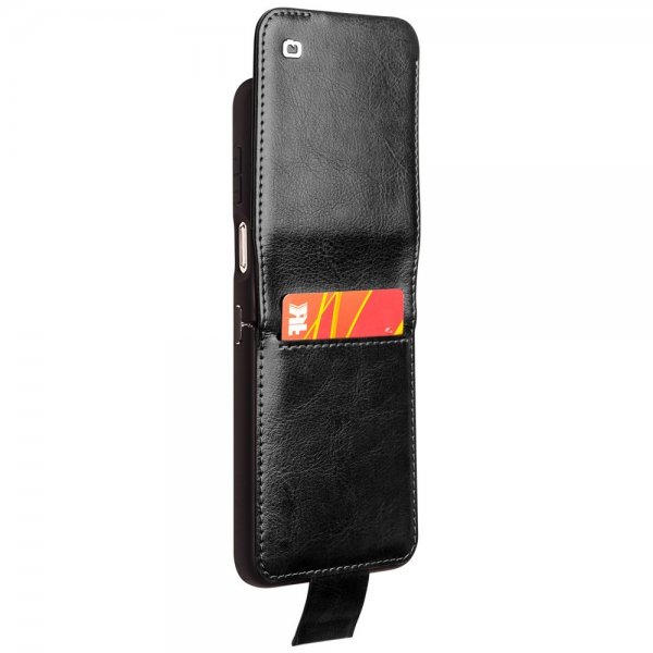 Qialino Samsung Galaxy Z Flip 5 Fodral Äkta Läder Svart