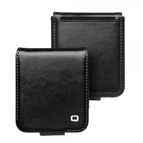 Qialino Samsung Galaxy Z Flip 5 Fodral Äkta Läder Svart