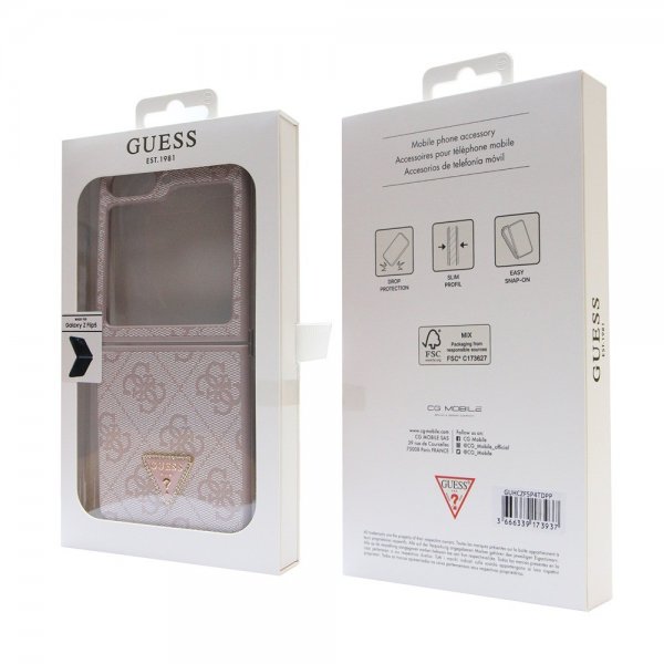 Guess Samsung Galaxy Z Flip 5 Skal 4G Metal Triangle Strass Rosa