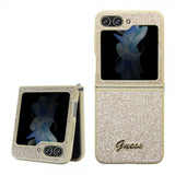 Guess Samsung Galaxy Z Flip 5 Skal Glitter Flakes Metal Logo Guld