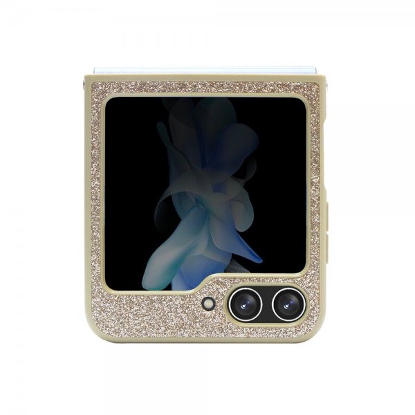 Guess Samsung Galaxy Z Flip 5 Skal Glitter Flakes Metal Logo Guld