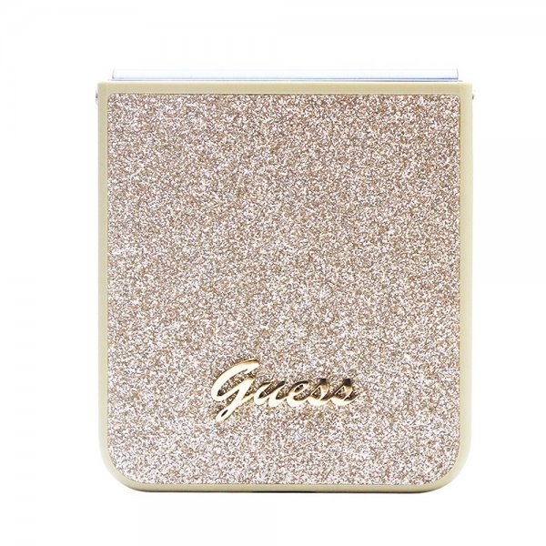 Guess Samsung Galaxy Z Flip 5 Skal Glitter Flakes Metal Logo Guld
