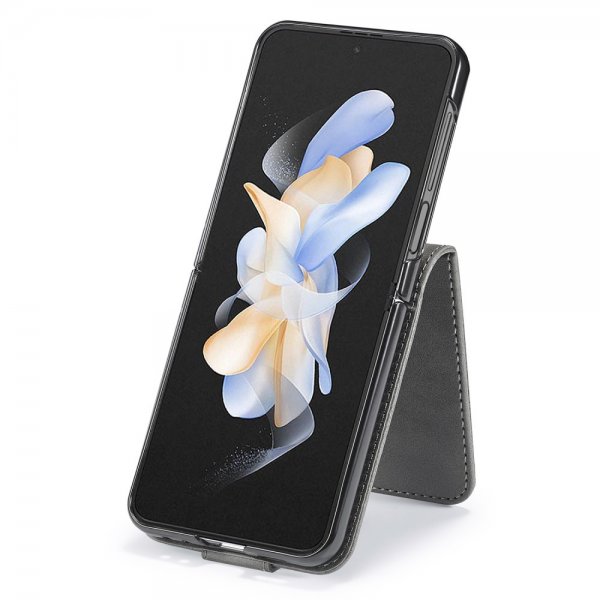 Lc.Imeeke Samsung Galaxy Z Flip 6/Flip 7 FE Fodral med Kortfack Stativfunktion Grå