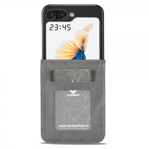 Lc.Imeeke Samsung Galaxy Z Flip 6/Flip 7 FE Fodral med Kortfack Stativfunktion Grå