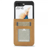 Lc.Imeeke Samsung Galaxy Z Flip 6/Flip 7 FE Fodral med Kortfack Stativfunktion Ljusbrun