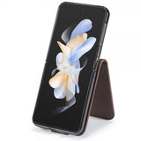 Lc.Imeeke Samsung Galaxy Z Flip 6/Flip 7 FE Fodral med Kortfack Stativfunktion Mörkbrun