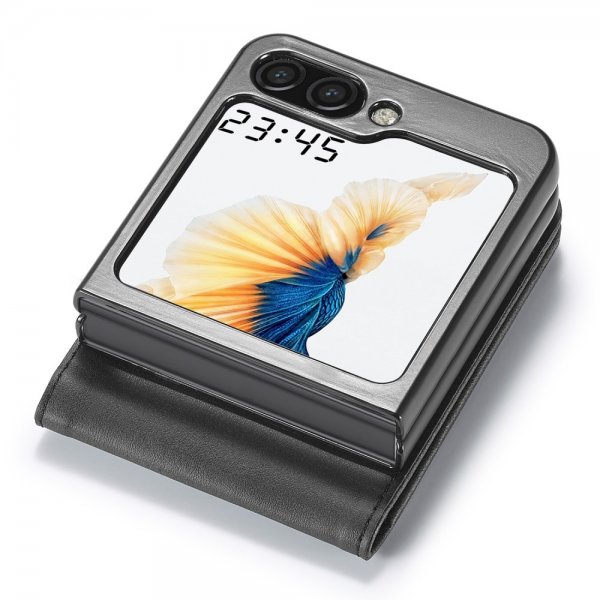 Lc.Imeeke Samsung Galaxy Z Flip 6/Flip 7 FE Fodral med Kortfack Stativfunktion Svart