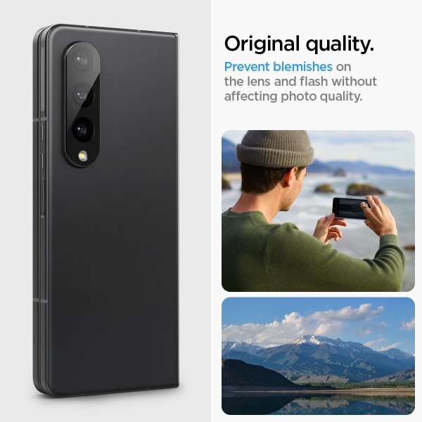 Spigen Samsung Galaxy Z Fold 4 Kameraskydd Glas.tR Optik 2-pack Svart