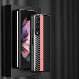 Samsung Galaxy Z Fold 4 Skal Kolfibertextur Stripe Rosa