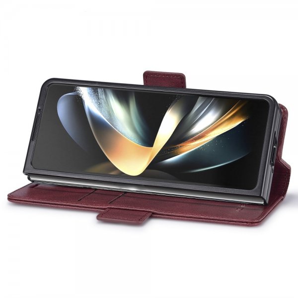 Lc.Imeeke Samsung Galaxy Z Fold 5 Fodral med Kortfack Flip Röd