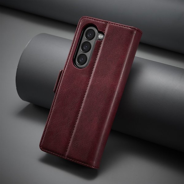 Lc.Imeeke Samsung Galaxy Z Fold 5 Fodral med Kortfack Flip Röd