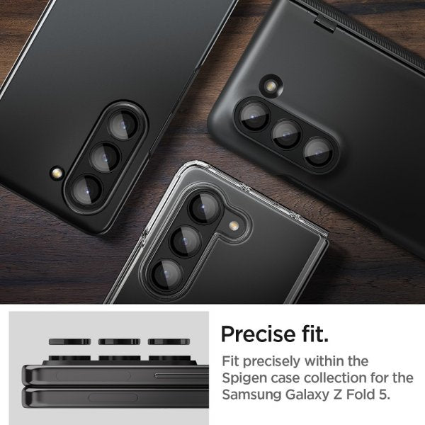 Spigen Samsung Galaxy Z Fold 5 Kameraskydd GLAS.tR EZ Fit Optik Pro 2-pack Svart