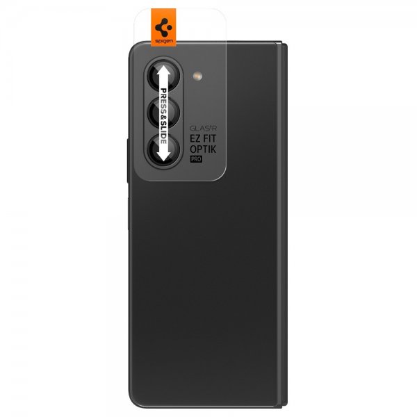Spigen Samsung Galaxy Z Fold 5 Kameraskydd GLAS.tR EZ Fit Optik Pro 2-pack Svart