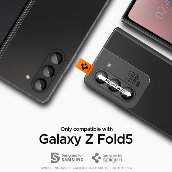 Spigen Samsung Galaxy Z Fold 5 Kameraskydd GLAS.tR EZ Fit Optik Pro 2-pack Svart