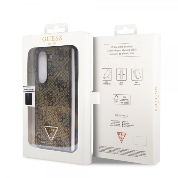 Guess Samsung Galaxy Z Fold 5 Skal 4G Metal Triangle Strass Brun