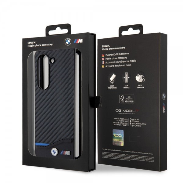 BMW Samsung Galaxy Z Fold 5 Skal Carbon Effect Metal Logo Svart