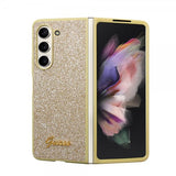 Guess Samsung Galaxy Z Fold 5 Skal Glitter Flakes Metal Logo Guld