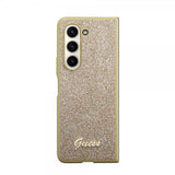 Guess Samsung Galaxy Z Fold 5 Skal Glitter Flakes Metal Logo Guld