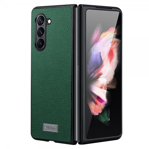 Sulada Samsung Galaxy Z Fold 5 Skal Litchi Grön