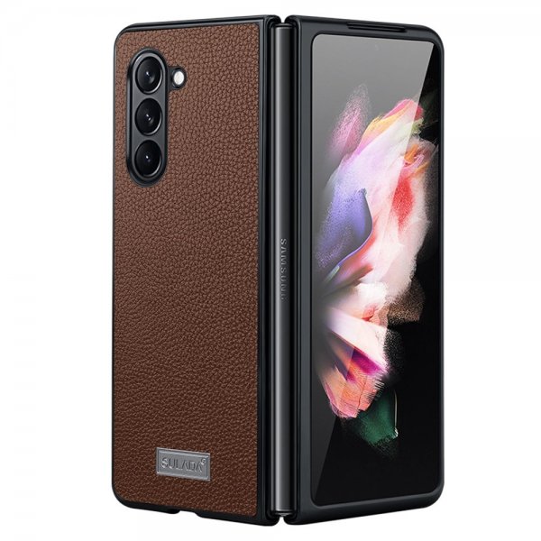 Sulada Samsung Galaxy Z Fold 5 Skal Litchi Kaffe