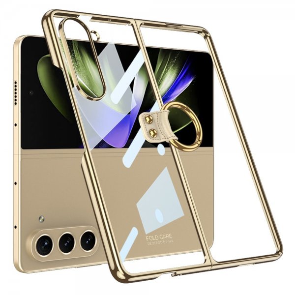 GKK Samsung Galaxy Z Fold 5 Skal med Ringhållare Guld
