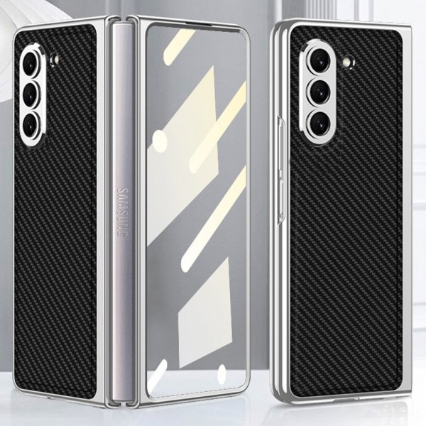 GKK Samsung Galaxy Z Fold 5 Skal Pläterad Kant Kolfiber Svart