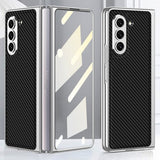 GKK Samsung Galaxy Z Fold 5 Skal Pläterad Kant Kolfiber Svart