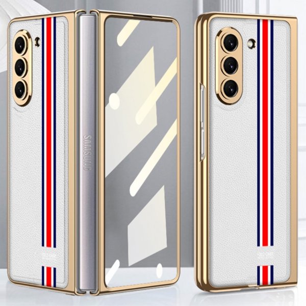 GKK Samsung Galaxy Z Fold 5 Skal Stripe Vit