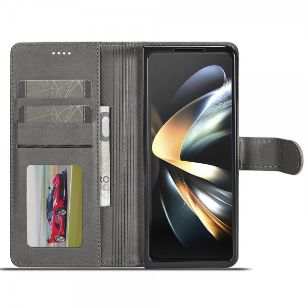 Lc.Imeeke Samsung Galaxy Z Fold 6 Fodral med Kortfack Stativfunktion Grå