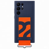 Samsung Original Galaxy S22 Ultra Skal Silicone Cover with Strap Navy