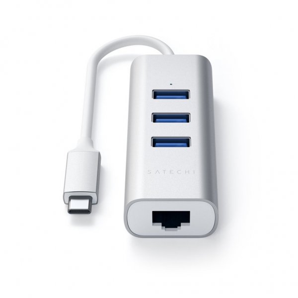 Satechi Type-C 2-in-1 USB Hub Ethernet Silver