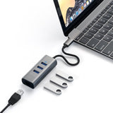 Satechi Type-C 2-in-1 USB Hub Ethernet Silver